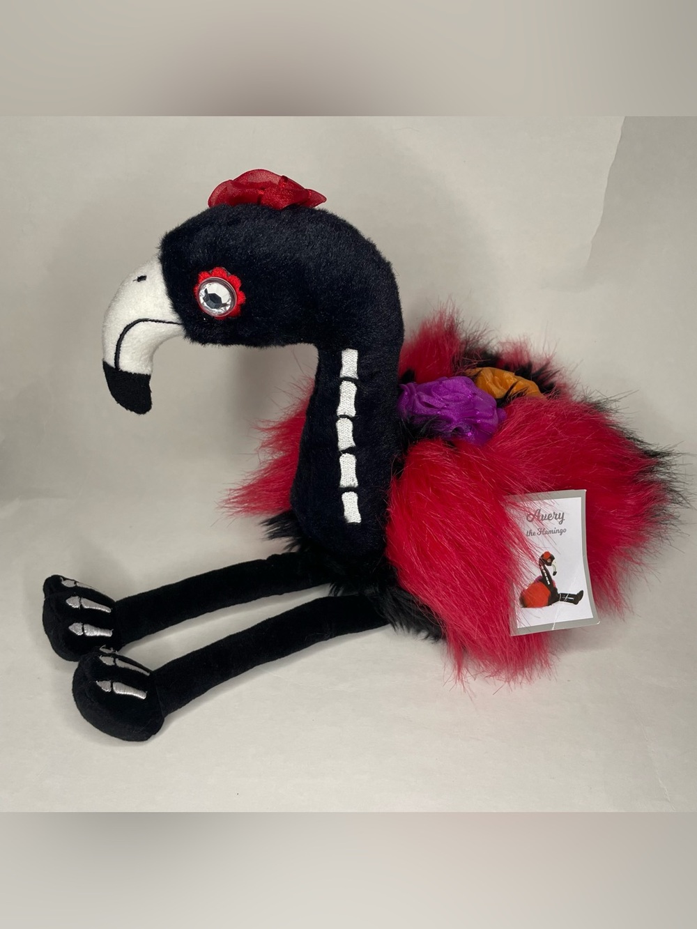 NWT Aurora Gift Avery the Flamingo Day of the Dead Plush Shelf Sitting Halloween
